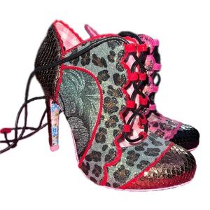 Irregular Choice Limited Edition “Iconic” Leopard Print Mix Match Lace-Up Heels